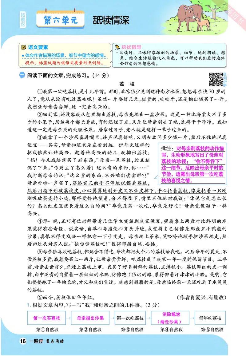 2025秋一遍过语文RJ5上素养阅读教师用书（答案版）_五年级上册_素养阅读