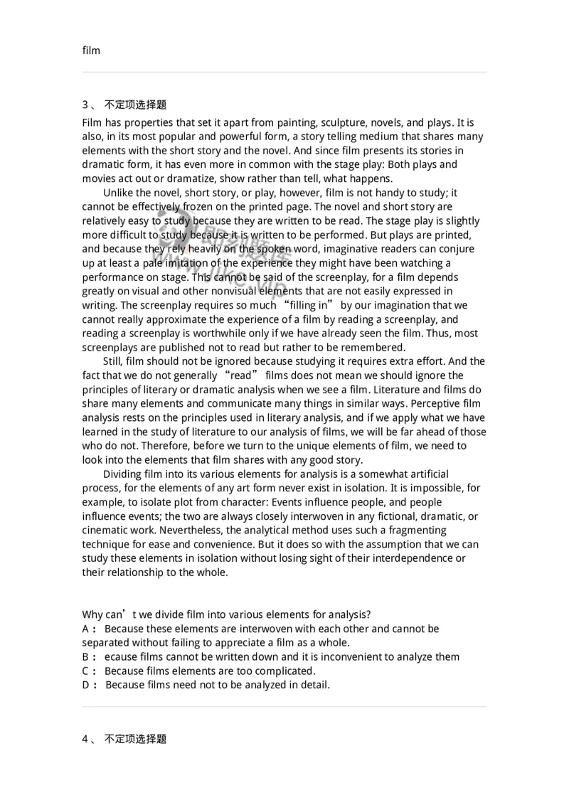 340506-阅读理解2-174340_军队文职(1)_01.军队文职真题-专业课_（全）版本一（历年真题+章节练习+模拟题）_英语言文学(军队文职)_章节练习_纯题目