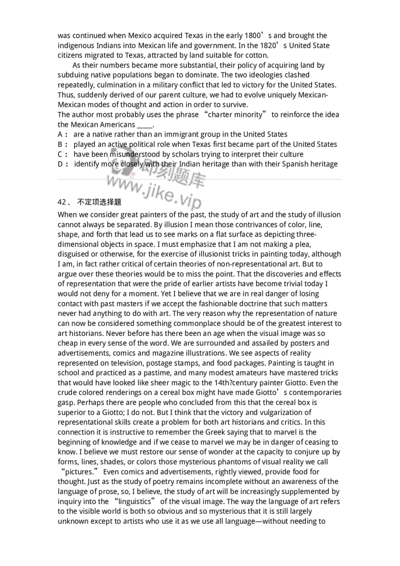 340506-阅读理解2-174340_军队文职(1)_01.军队文职真题-专业课_（全）版本一（历年真题+章节练习+模拟题）_英语言文学(军队文职)_章节练习_纯题目