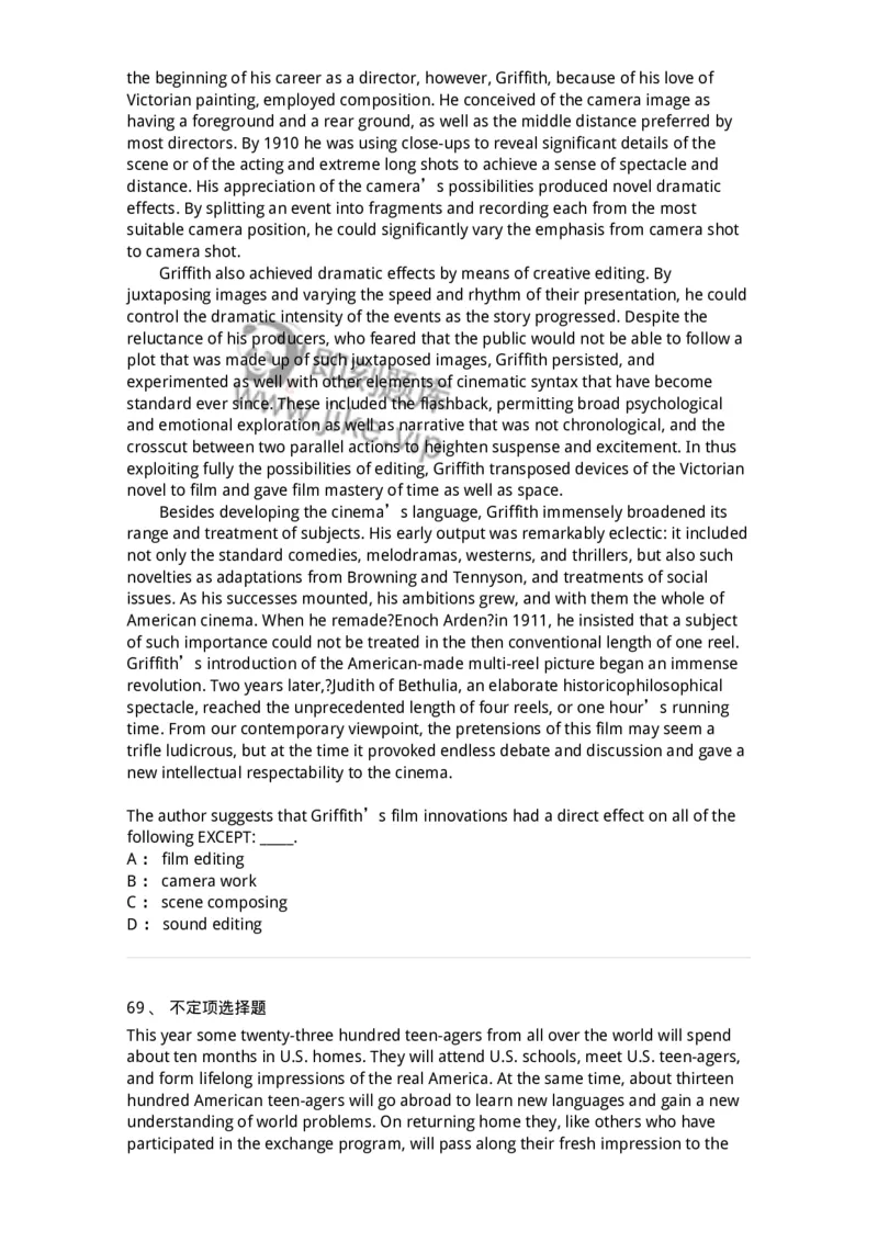 340506-阅读理解2-174340_军队文职(1)_01.军队文职真题-专业课_（全）版本一（历年真题+章节练习+模拟题）_英语言文学(军队文职)_章节练习_纯题目