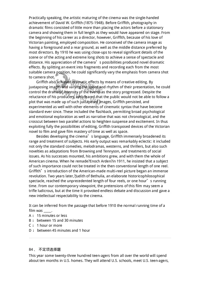 340506-阅读理解2-174340_军队文职(1)_01.军队文职真题-专业课_（全）版本一（历年真题+章节练习+模拟题）_英语言文学(军队文职)_章节练习_纯题目