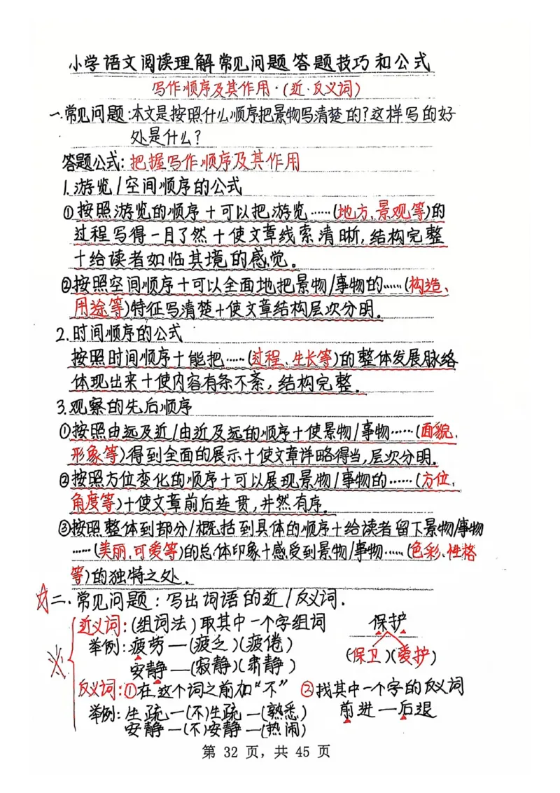 3-6年级阅读理解答题模板（手写笔记）(1)(6)(1)_小学全网线上同款资料_41号文件夹4-6年级