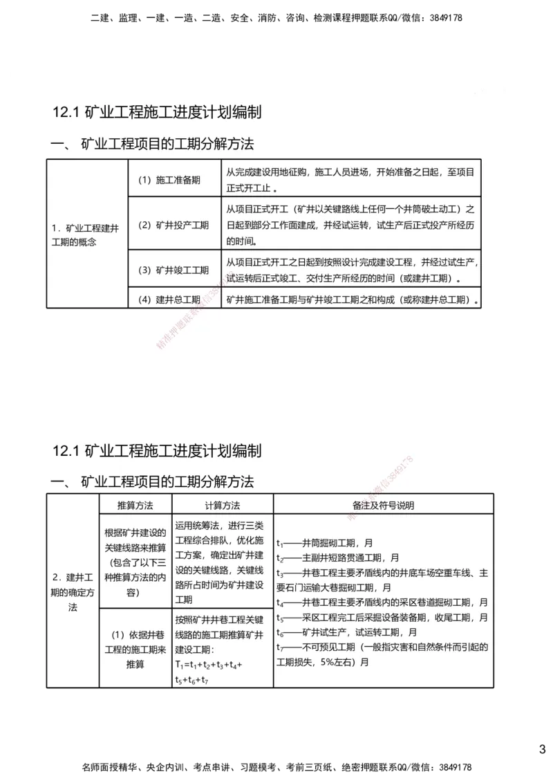 12.2025赵景满-名师精讲通关-012第三篇-第12章施工进度管理_2026年一级建造师_2026年一建矿业_2025年一建矿业SVIP_02-基础精讲✿高端面授✿深度强化_讲义