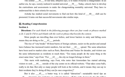 2019年高考英语试卷（上海）（春考）（空白卷）_英语历年高考真题_新&middot;Word版2008-2025&middot;高考英语真题_英语（按年份分类）2008-2025_2019&middot;高考英语真题