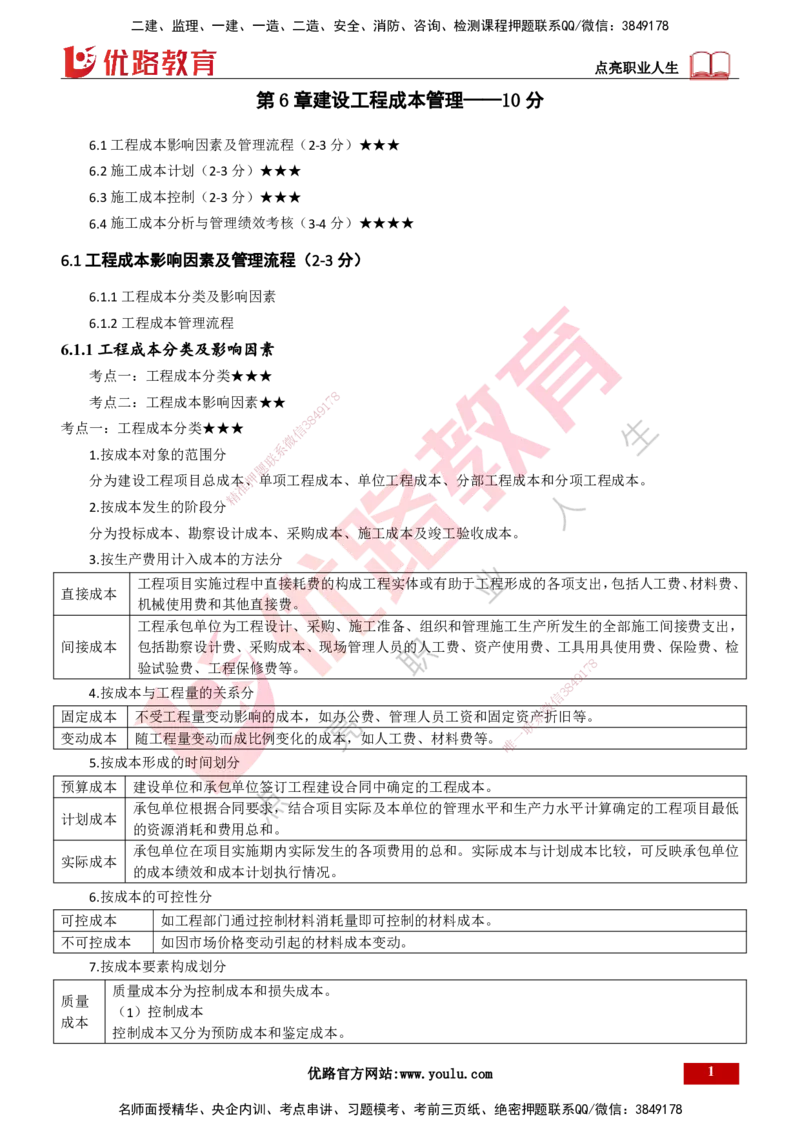25年一建《项目管理》大V精讲第6章讲义打印版_2026年一级建造师_2026年一建管理_2025年一建管理SVIP_02-基础精讲✿高端面授✿深度强化_30-管理《强化精讲班》许名标YL