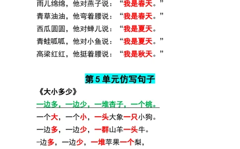 一年级语文仿写句子汇总_一年级上册语文仿写句子+句子专项