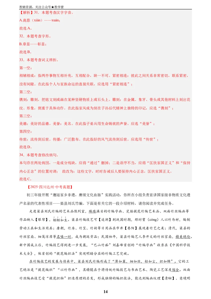 专题06基础知识综合(解析版)_2023-2025《3年中考1年模拟真题分类汇编》语文