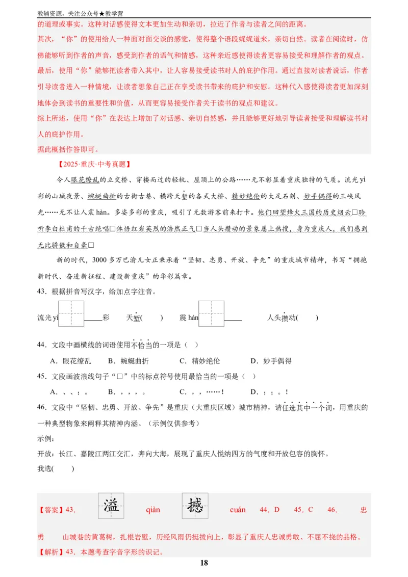 专题06基础知识综合(解析版)_2023-2025《3年中考1年模拟真题分类汇编》语文