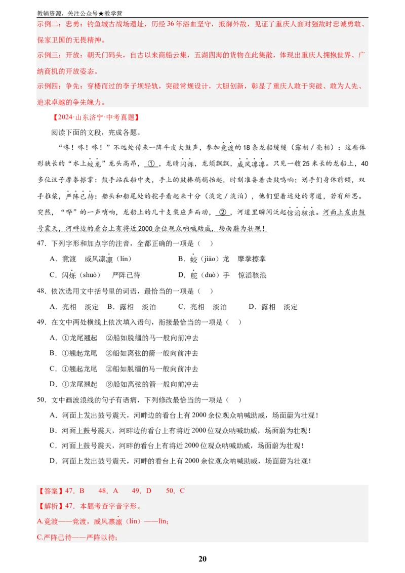 专题06基础知识综合(解析版)_2023-2025《3年中考1年模拟真题分类汇编》语文