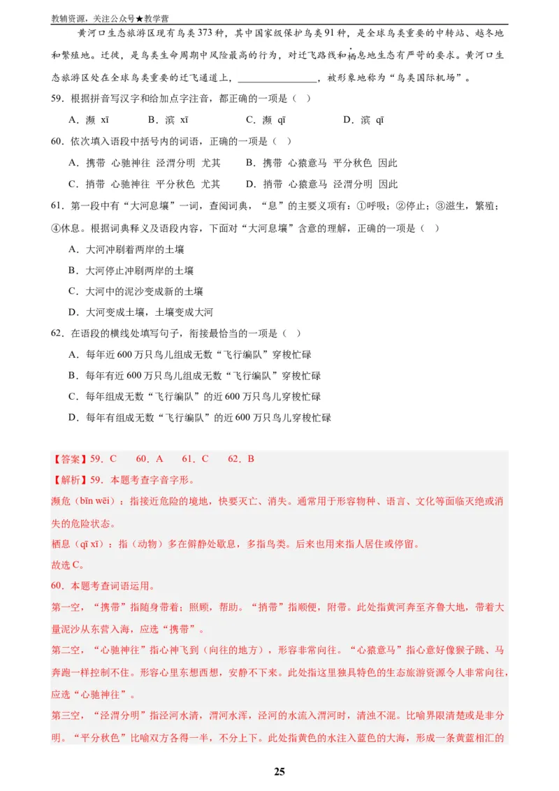 专题06基础知识综合(解析版)_2023-2025《3年中考1年模拟真题分类汇编》语文