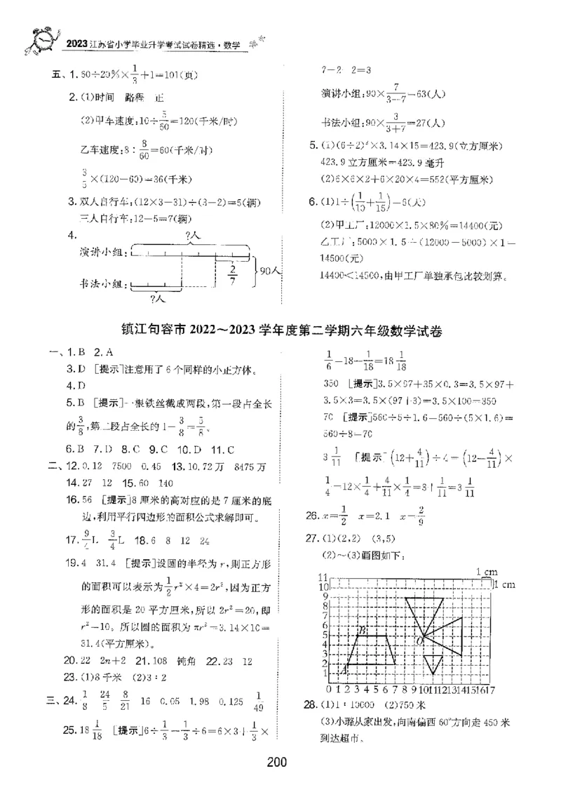 备考2024-江苏省小学数学毕业试卷精选（春雨）_2024年人教版小学数学一二三四五六年级上册下册期中期末试a0747_小学全科《同步练习+精品试卷》打包下载（1-6年级单元月考期中期末试卷）