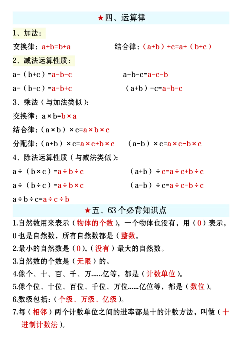 3_四年级上册数学必背知识汇总_小学全网线上同款资料_12号文件_12号文件