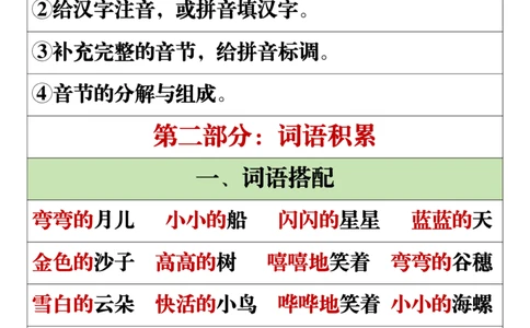 11.19一年级语文上册全册重点知识点汇总_一到六小学晨读晚默晨诵晚读_24秋一年级上册各类资料(小纸条知识点默写单)
