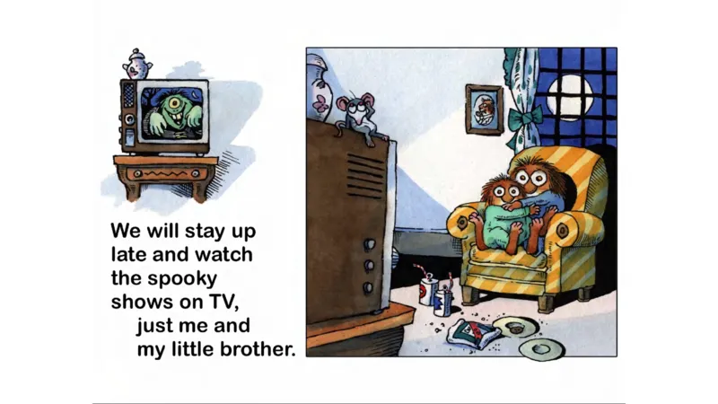 04.JustMeAndMyLittleBrother_Frank（小毛怪）老师爆笑阅读单词课（50个故事3000词）_小炸毛爆笑故事单词课课件