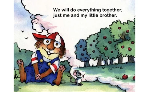 04.JustMeAndMyLittleBrother_Frank（小毛怪）老师爆笑阅读单词课（50个故事3000词）_小炸毛爆笑故事单词课课件