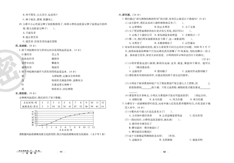科学教科版试卷4年级下册_2024年人教版小学数学一二三四五六年级上册下册期中期末试a0747_小学全科《同步练习+精品试卷》打包下载（1-6年级单元月考期中期末试卷）_小学科学