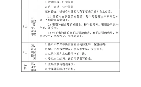 1022二年级语文（统编版）《葡萄沟》第一课时-1教学设计_二年级上下册资料_小学二年级学习资料-25年更新版_2-01、小学二年级语文上册_2-1-3、课件、讲义、教案_2年级上册教学设计