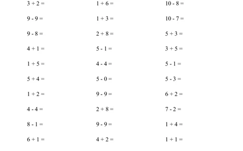 10以内加减法2000题_小学数学口算竖式脱式计算应用题一二三四五六年级上下册电_小学数学口算题库电子版（1-6）_小学数学口算一年级_口算1年级上册18000题