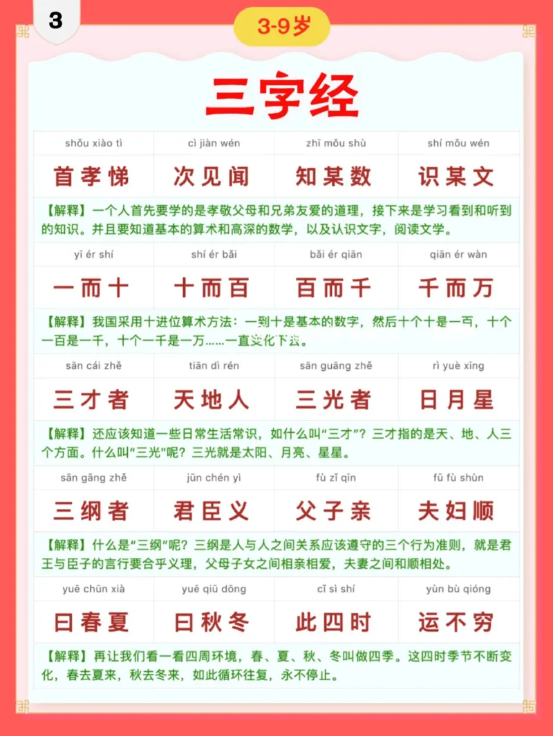 三字经｜彩色拼音＋注释版_幼小语数英专项资料_幼小语文专项