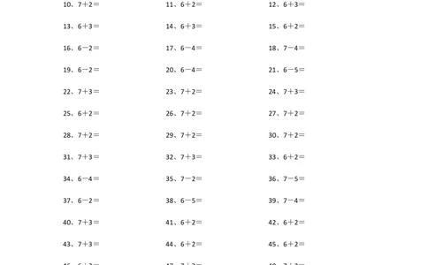 10以内加减混合21~40_小学数学口算竖式脱式计算应用题一二三四五六年级上下册电_小学数学口算题库电子版（1-6）_小学数学口算一年级_口算题适合1年级(含答案）