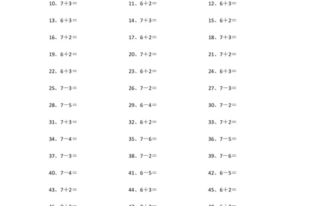 10以内加减混合21~40_小学数学口算竖式脱式计算应用题一二三四五六年级上下册电_小学数学口算题库电子版（1-6）_小学数学口算一年级_口算题适合1年级(含答案）