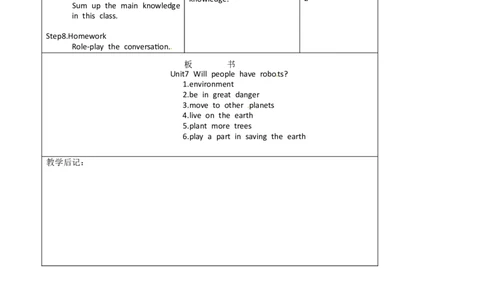 八年级英语教案：Unit7Willpeoplehaverobots(2)_初中英语新版_最新人教版英语八年级上册_老版（含有参考价值）_01教案人教版初中英语八上（多版本）易提分旗舰店