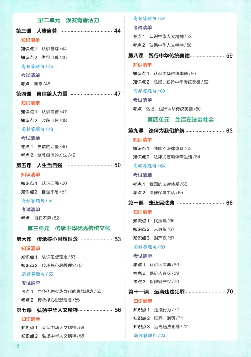 2026版53初中知识清单-道法