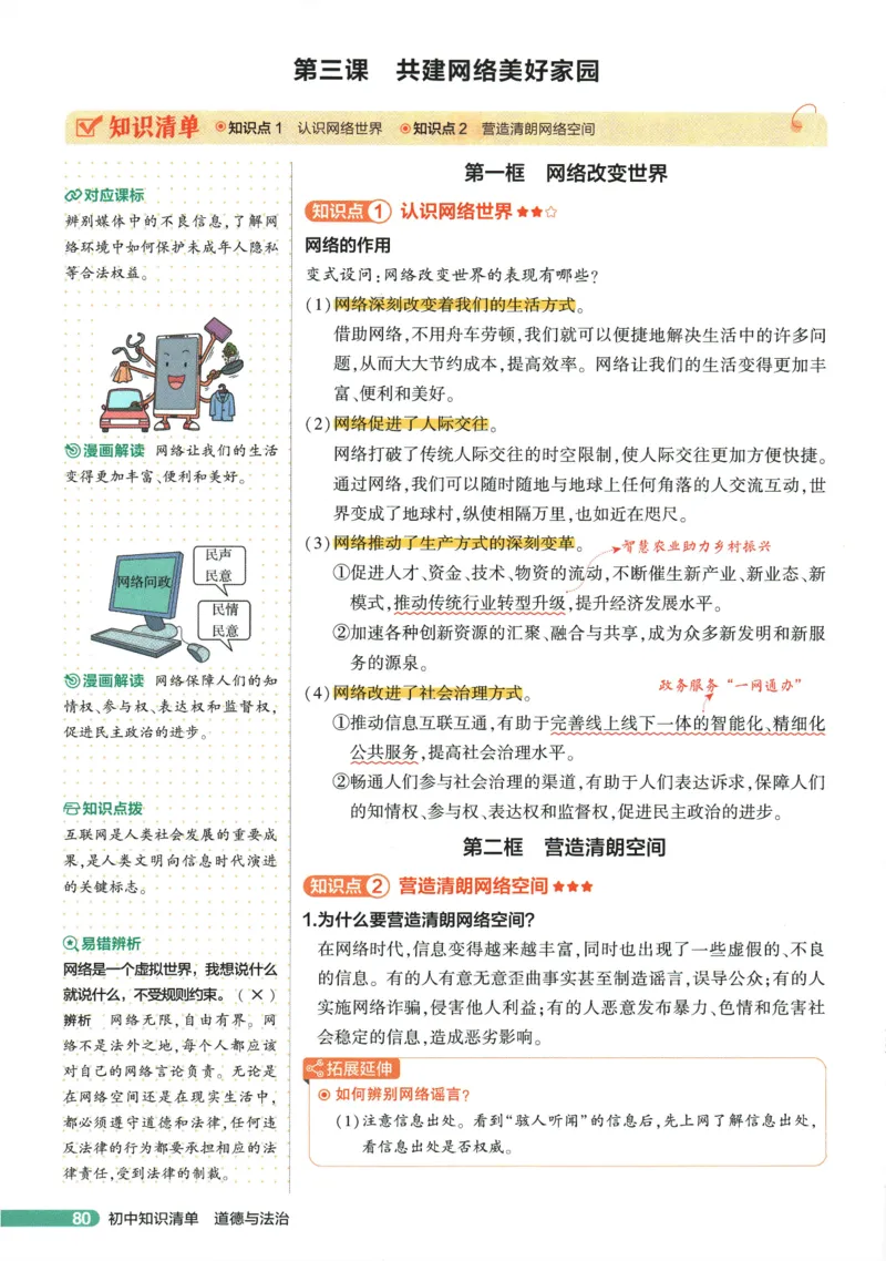 2026版53初中知识清单-道法
