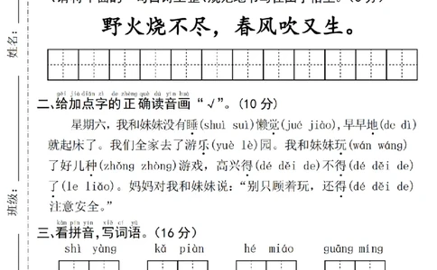 1131一下语文期中拔尖检测卷--野火(1)_一年级上下册资料_一年级下册小红书同款资料_一下数学