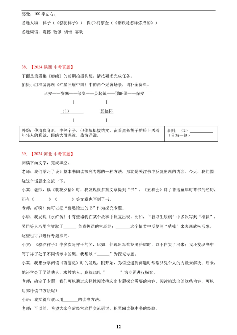 专题09名著导读(原卷版)_2023-2025《3年中考1年模拟真题分类汇编》语文