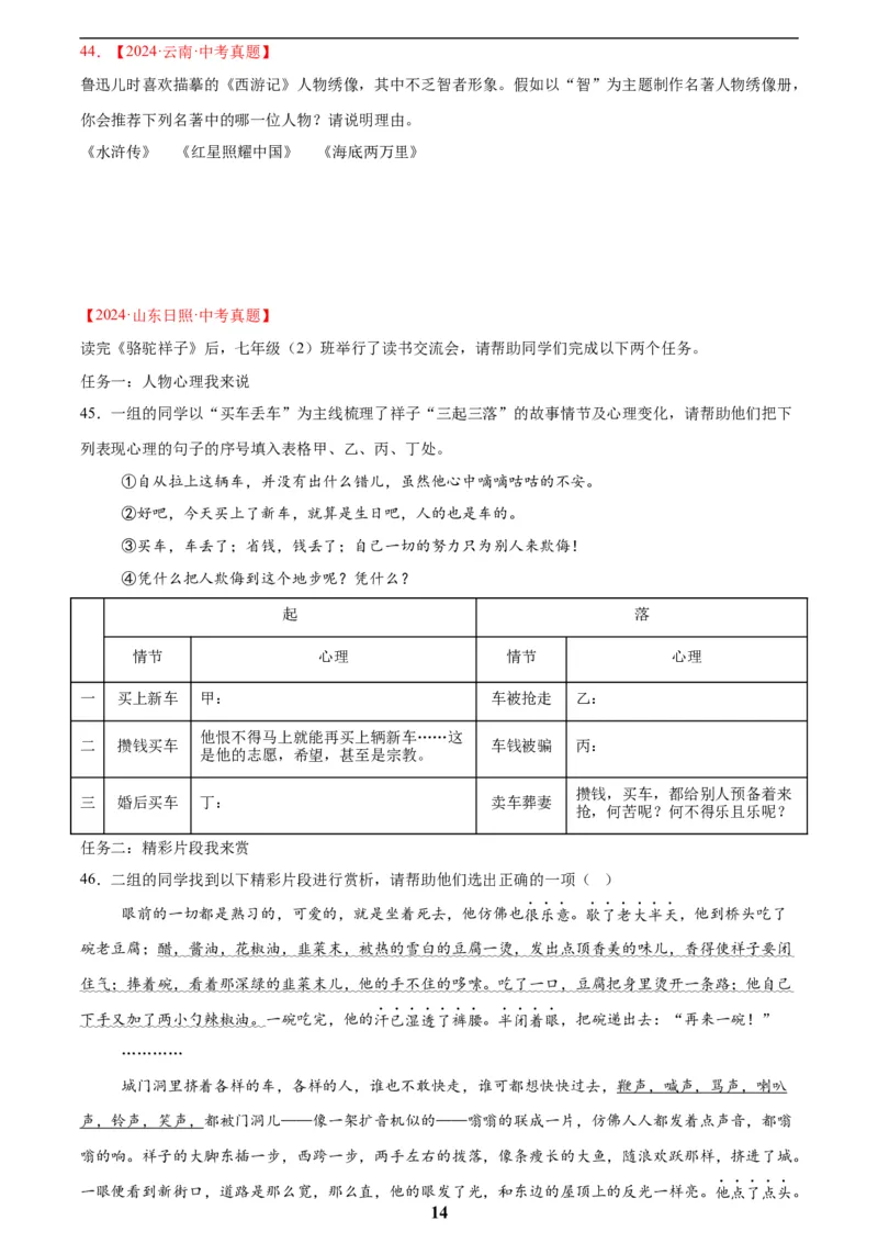 专题09名著导读(原卷版)_2023-2025《3年中考1年模拟真题分类汇编》语文