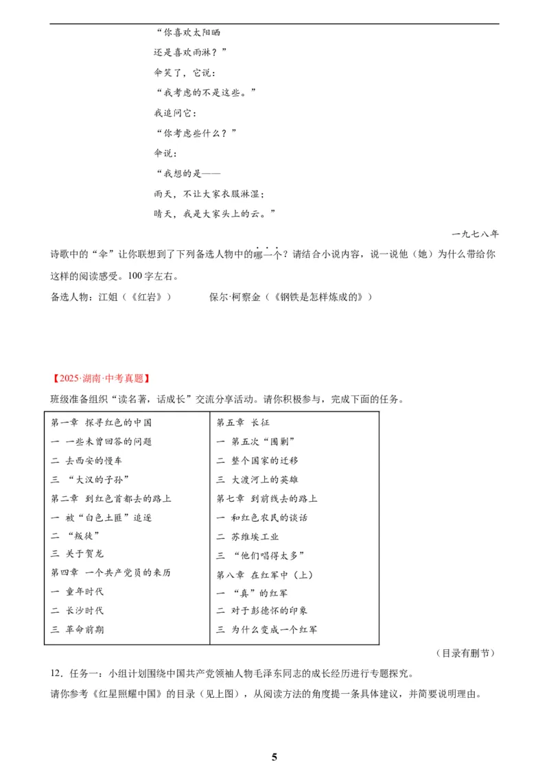 专题09名著导读(原卷版)_2023-2025《3年中考1年模拟真题分类汇编》语文