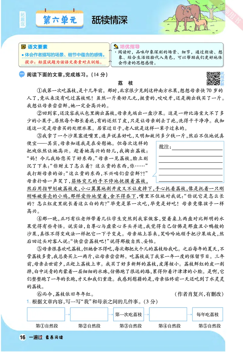 2025秋一遍过语文RJ5上素养阅读_五年级上册_素养阅读