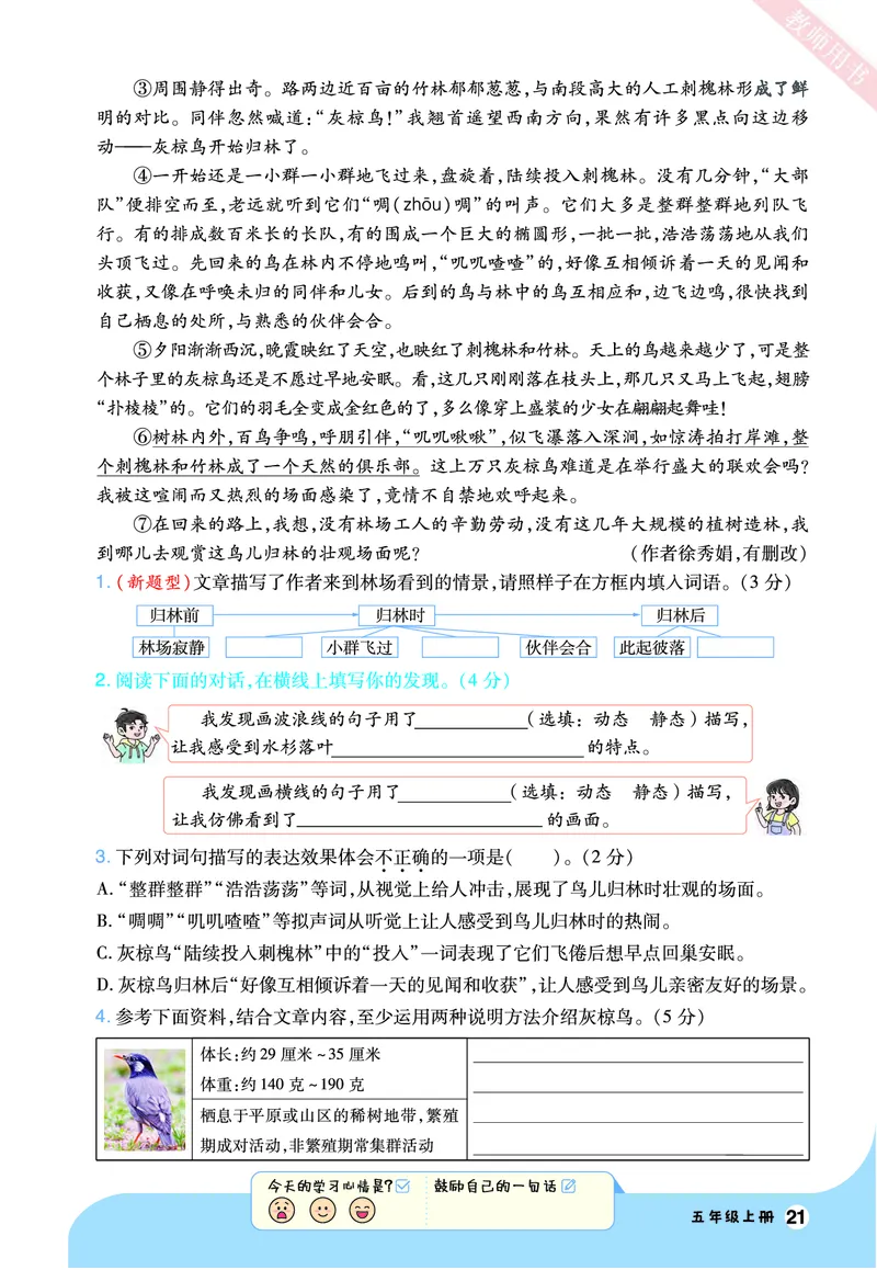 2025秋一遍过语文RJ5上素养阅读_五年级上册_素养阅读