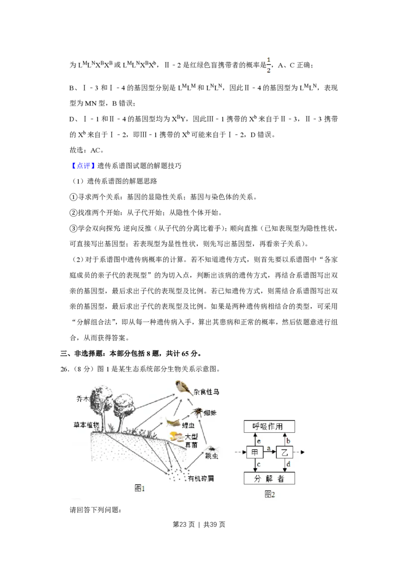 2019年高考生物试卷（江苏）（解析卷）_生物历年高考真题_新&middot;PDF版2008-2025&middot;高考生物真题_生物（按省份分类）2008-2025_2008-2025&middot;（江苏）生物高考真题