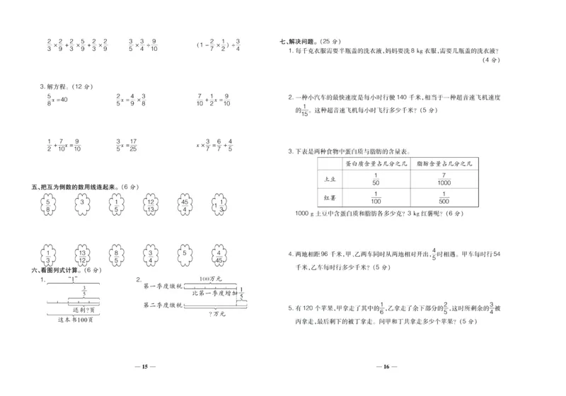 聚优《期末冲刺100分》六年级上册数学西师版_2024年人教版小学数学一二三四五六年级上册下册期中期末试a0747_小学全科《同步练习+精品试卷》打包下载（1-6年级单元月考期中期末试卷）