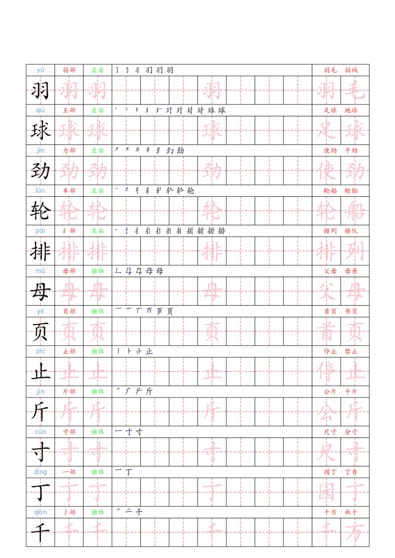1030（新版）一下语文识字表二类字贴(1)_一年级上下册资料_一年级下册小红书同款资料_一下数学
