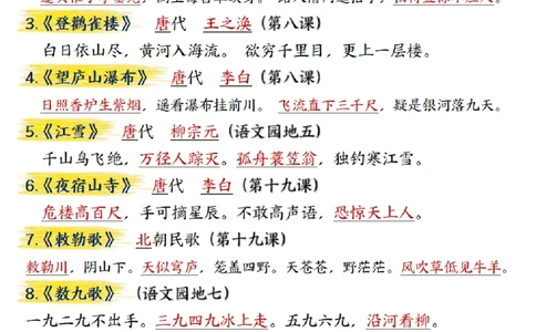 二年级上册语文期末总复习重点知识点归纳整理（小张老师整理）_1-6语文上册知识点