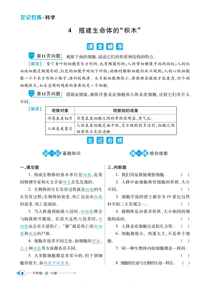 科学苏教版左记右练6年级上册_2024年人教版小学数学一二三四五六年级上册下册期中期末试a0747_小学全科《同步练习+精品试卷》打包下载（1-6年级单元月考期中期末试卷）_小学科学
