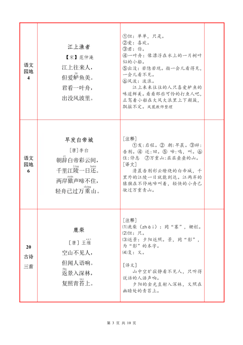 ❤25秋三语上必背内容+默写表2025年9月_1-6语文上必背和默写