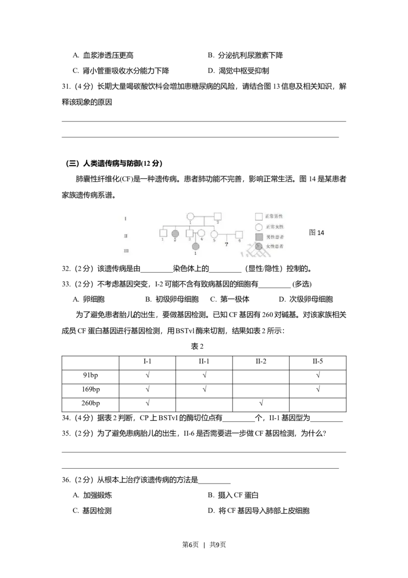 2019年高考生物试卷（上海）（空白卷）_生物历年高考真题_新&middot;Word版2008-2025&middot;高考生物真题_生物（按试卷类型分类）2008-2025_自主命题卷&middot;生物（2008-2025）_上海自主命题&middot;生物（2008-2022）