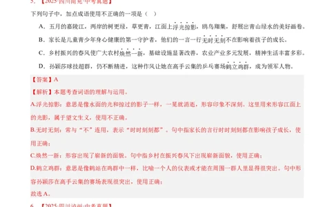 专题02词语运用(解析版)_2023-2025《3年中考1年模拟真题分类汇编》语文