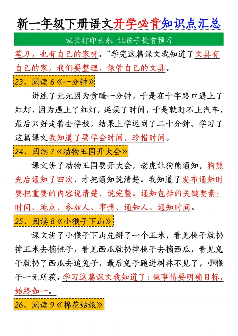 1100-25春一下语文必背知识点汇总_一年级上下册资料_一年级下册小红书同款资料_一下数学