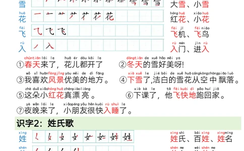 1009一（下）语文写字表笔画笔顺组词造句_一年级上下册资料_一年级下册小红书同款资料_一下数学