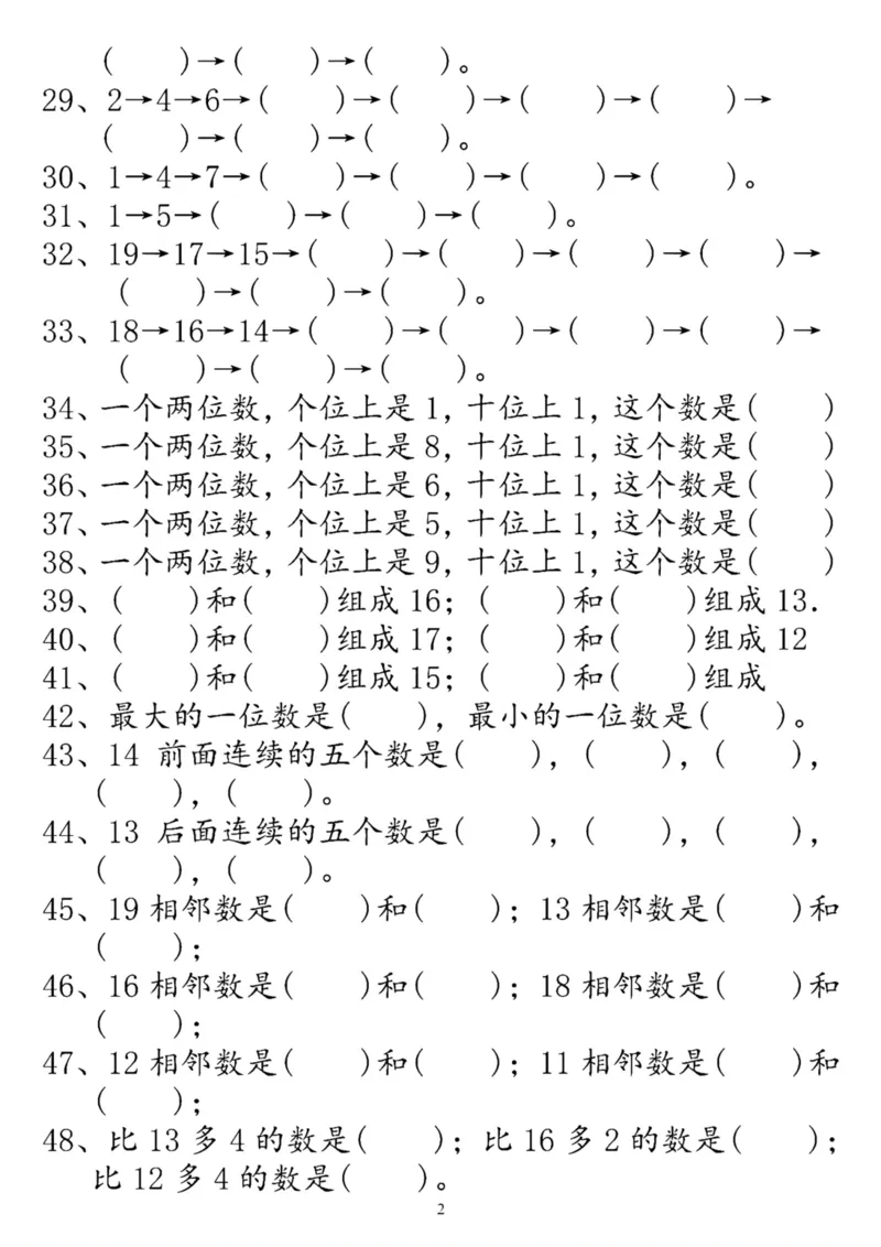 一年级数学个位十位专项练习(1)_一上数学25秋