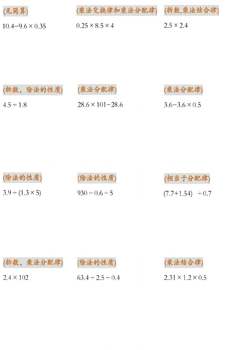 030《五年级上册数学&mdash;&mdash;简便运算汇总》_小学全网线上同款资料_49号文件5-6数学语文