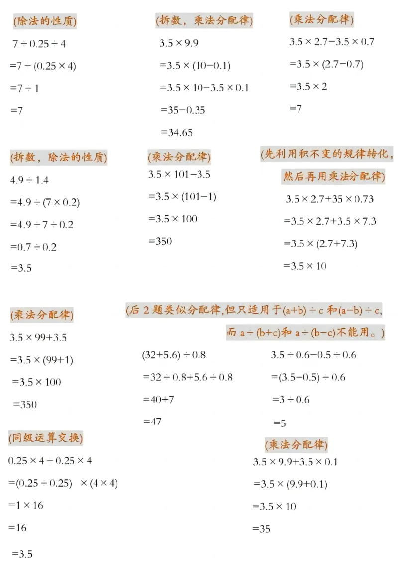 030《五年级上册数学&mdash;&mdash;简便运算汇总》_小学全网线上同款资料_49号文件5-6数学语文