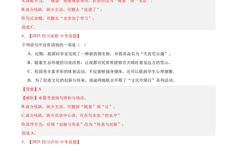 专题03病句辨识(解析版)_2023-2025《3年中考1年模拟真题分类汇编》语文
