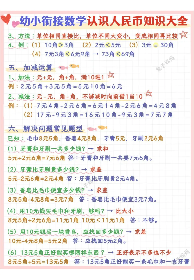 幼小衔接-数学启蒙+人民币知识大全_幼小语数英专项资料_幼小数学专项