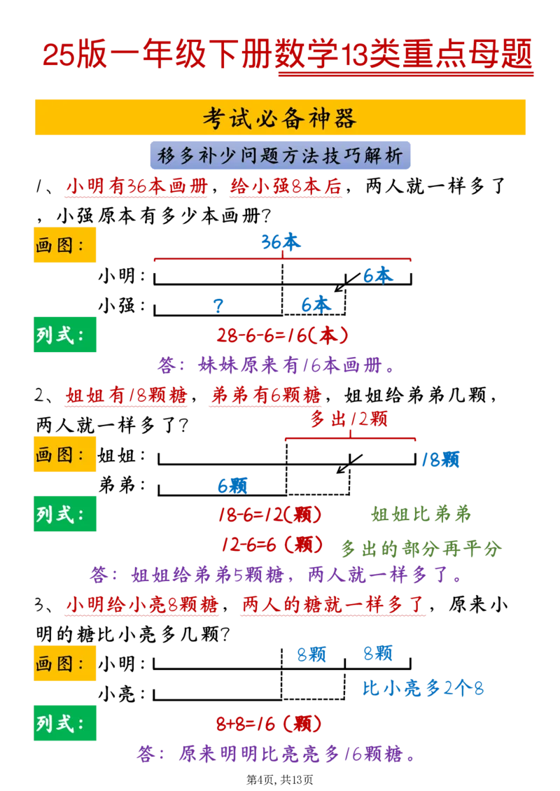 1100-25版一年级下册数学13类重点母题_一年级上下册资料_一年级下册小红书同款资料_一下数学_25年一下数学资料